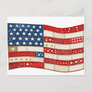 Postal Festiva Bandera Americana PNG   Diseño Patriótico de Parch