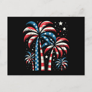 Postal Festiva Bandera de los EEUU de verano 4 de julio