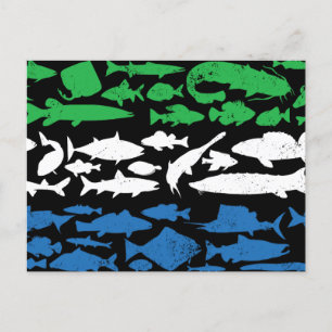 Postal Festiva Bandera de Sierra Leona hecha de pescado - Diseño 