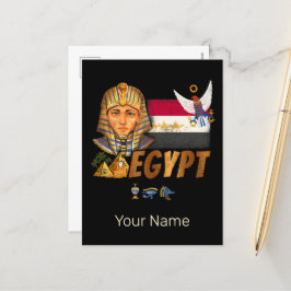 Postal Festiva Bandera Del Faraón Vintage De Egipto Y Souvenir De