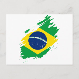 Postal Festiva Bandera Desgarrada de Brasil Orgullo Nacional Depo