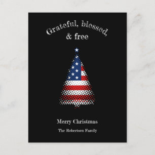 Postal Festiva Bandera estadounidense agradece a los Navidades li