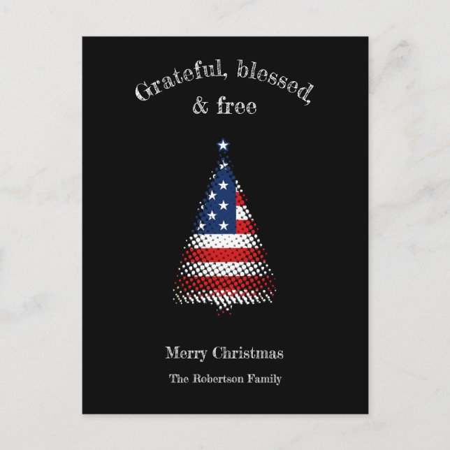 Postal Festiva Bandera estadounidense agradece a los Navidades li (Anverso)