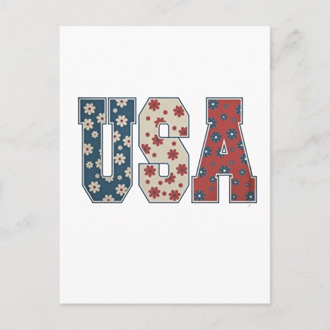 Postal Festiva Bandera estadounidense de la flor de Daisy 4 de ju (Anverso)