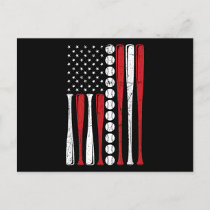 Postal Festiva Bandera Estadounidense Vintage De Béisbol 4 De Jul