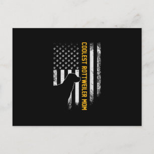 Postal Festiva Bandera estadounidense vintage Madre Rottweiler má