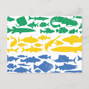 Postal Festiva Bandera gabonesa hecha de pescado - Diseño de pesc