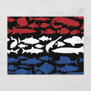 Postal Festiva Bandera holandesa hecha de peces - Diseño de pesca