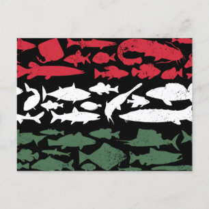Postal Festiva Bandera húngara hecha de pescado - Diseño de pesca