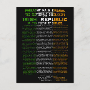 Postal Festiva Bandera irlandesa Alzamiento de Pascua Proclamació