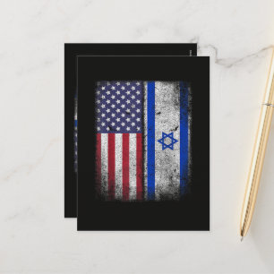 Postal Festiva Bandera israeloamericana Israel EEUU Raíces Améric