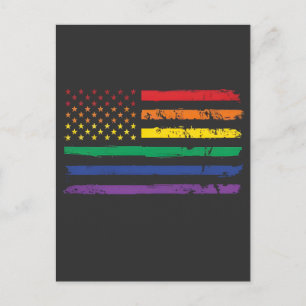 Postal Festiva Bandera LGBTQ del 4 de julio Orgullo Americano LGB