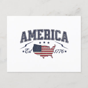 Postal Festiva Bandera Patriótica Americana Est 1776 4 de Julio A