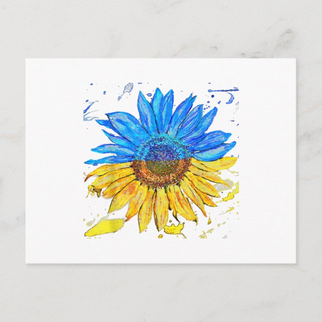 Postal Festiva Bandera ucraniana camiseta vintage con girasol (Anverso)