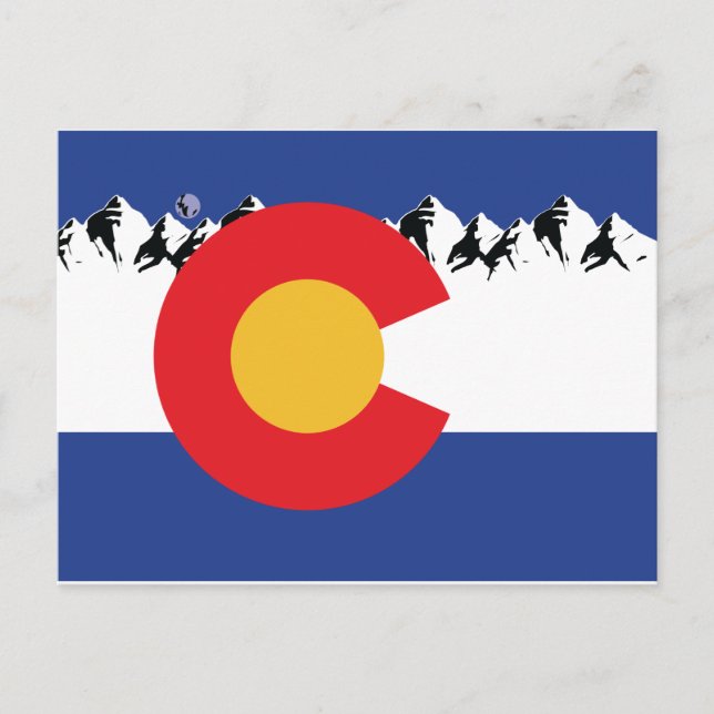 Postal Festiva Bandera y Montañas Colorado (Anverso)
