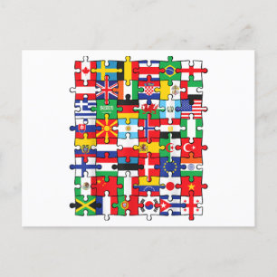 Postal Festiva Banderas de los países de la bandera internacional