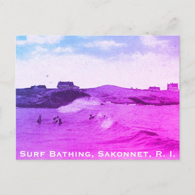 Postal Festiva Baño de surf, Sakonnet - Little Compton, RI (Anverso)