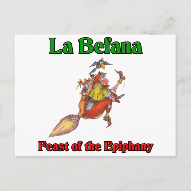 Postal Festiva Banquete de Befana del La (bruja del navidad) de (Anverso)