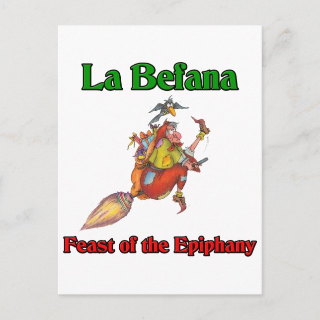 Postal Festiva Banquete de Befana del La (bruja del navidad) de (Anverso)