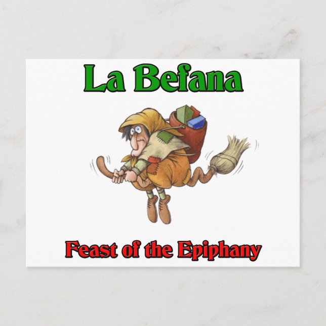 Postal Festiva Banquete de Befana del La (bruja del navidad) del (Anverso)