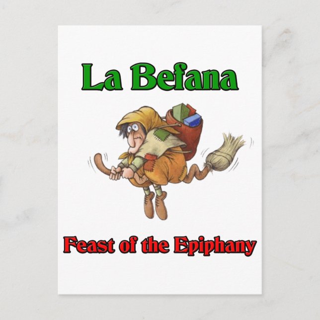 Postal Festiva Banquete de Befana del La (bruja del navidad) del (Anverso)