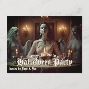 Postal Festiva Banquete gótico de Halloween a la luz de las velas