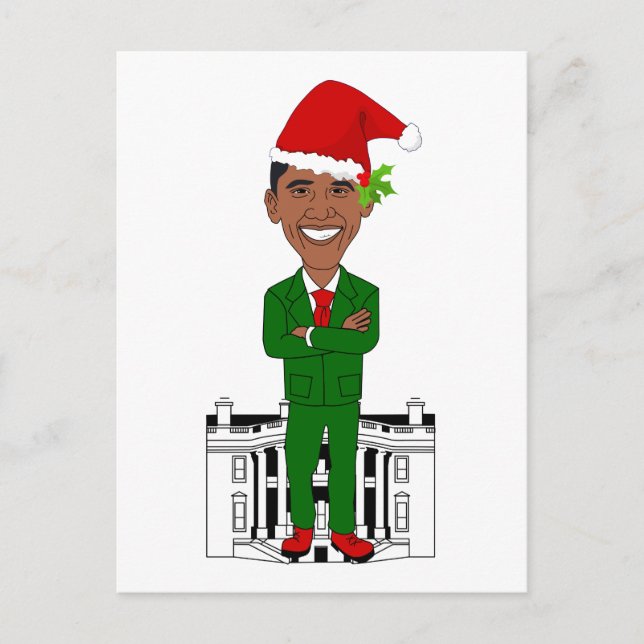 Postal Festiva barack obama santa claus (Anverso)
