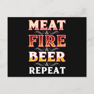 Postal Festiva Barbacoa   Repetición de cerveza de carne de humid