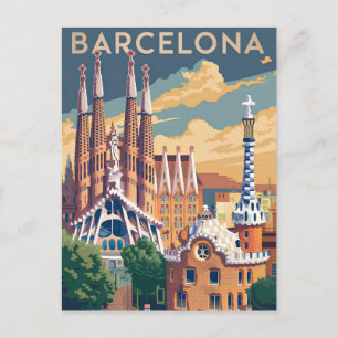 Postal Festiva Barcelona España vintage