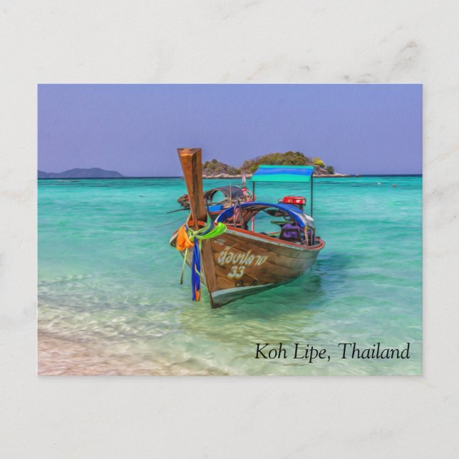 Postal Festiva Barco de cola larga Koh Lipe, Tailandia (Anverso)