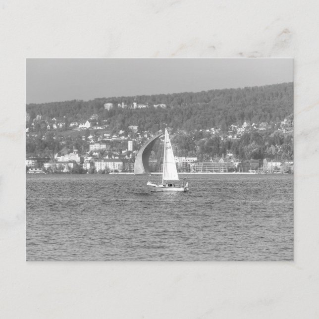 Postal Festiva Barco de vela Lago Zurich (Anverso)