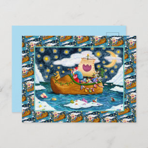 POSTAL FESTIVA BARCO HOLANDÉS SHOE SANTA, ICEBERGS, BALLENA, OSO 