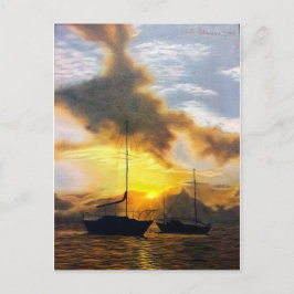 Postal Festiva Barcos de atardecer - Está bien mover las cosas