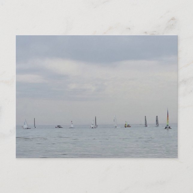 Postal Festiva Barcos de regata en línea (Anverso)