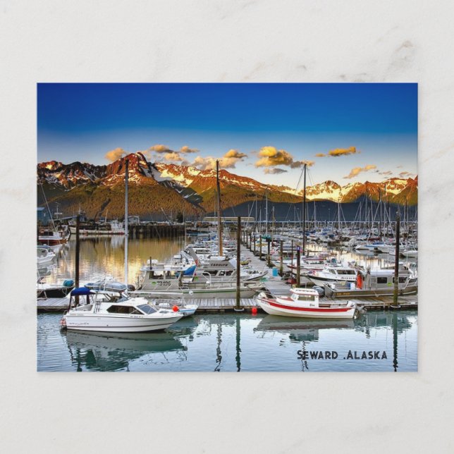 Postal Festiva Barcos Seward, Alaska (Anverso)