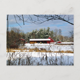 Postal Festiva Barn Rojo en invierno Fotografía de New Hampshire