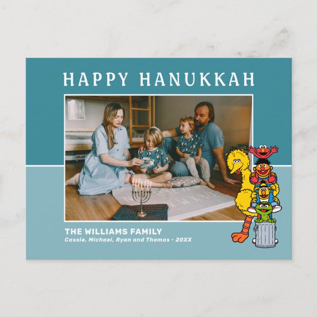 Postal Festiva Barrio Sésamo | Feliz Hanukkah (Anverso)