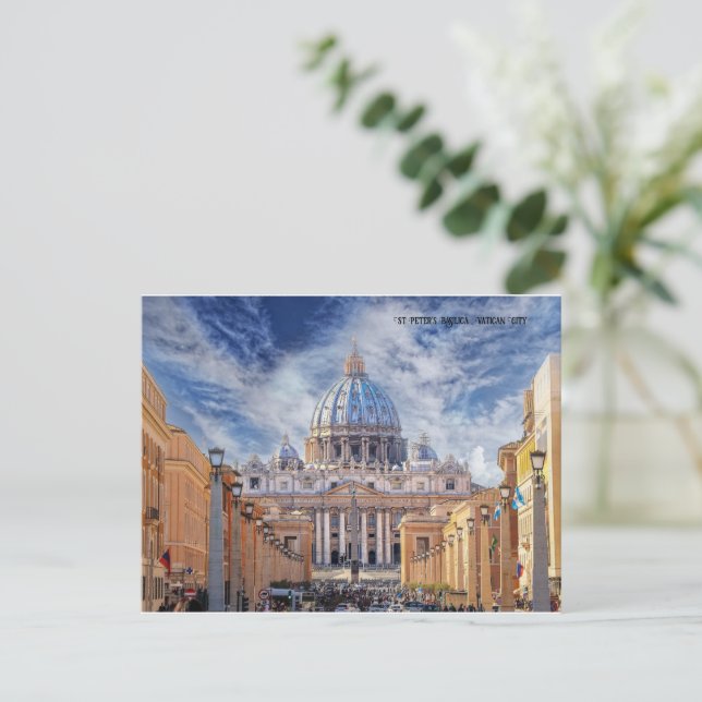Postal Festiva Basílica de San Pedro en Roma Ciudad del Vaticano (Anverso de pie)