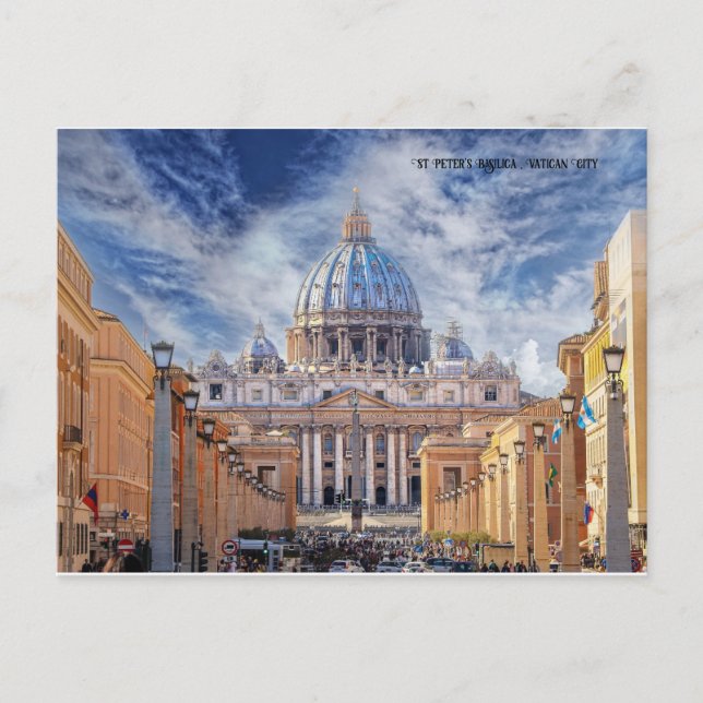 Postal Festiva Basílica de San Pedro en Roma Ciudad del Vaticano (Anverso)