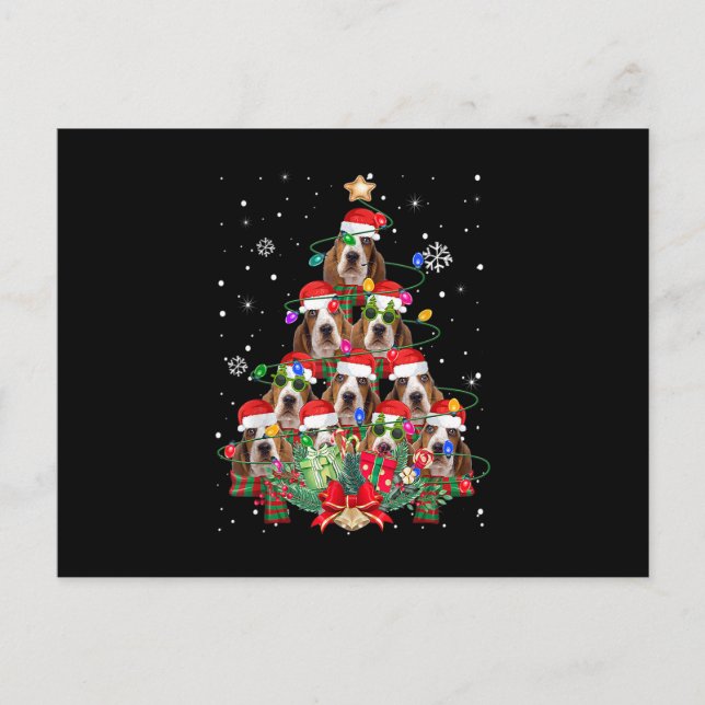 Postal Festiva Basset Hound Dogs Tree Christmas Pajama Xmas Gifts (Anverso)