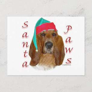 Postal Festiva Basset Hound Santa Paws
