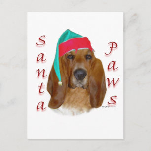 Postal Festiva Basset Hound Santa Paws