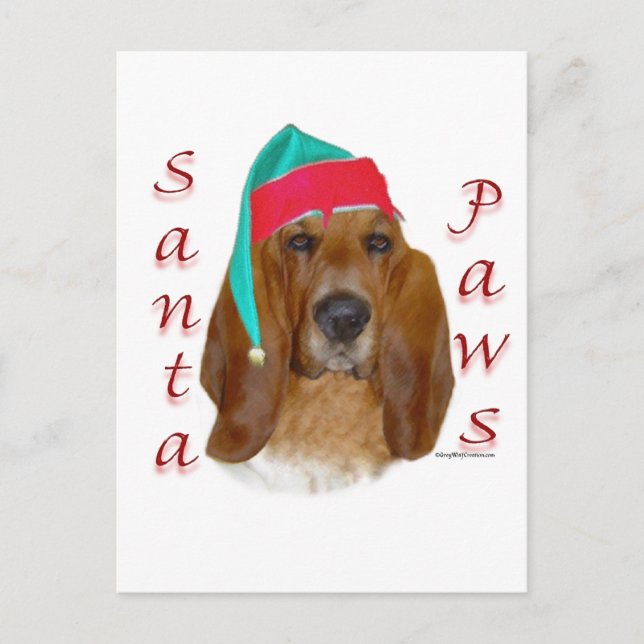 Postal Festiva Basset Hound Santa Paws (Anverso)