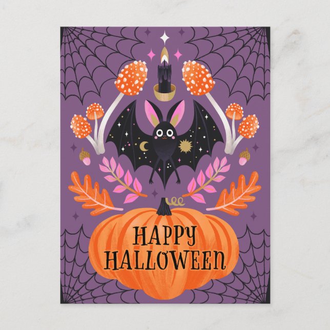 Postal Festiva Bat Happy Halloween (Anverso)