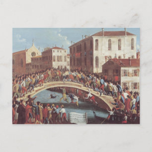 Postal Festiva Batalla con los palillos en el Ponte Santa Fosca