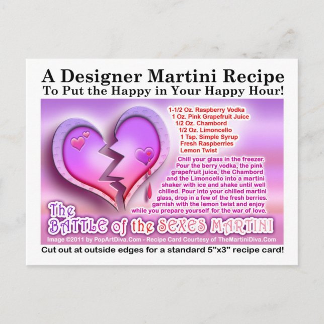 Postal Festiva Batalla de los Sexos Valentine Martini Postc (Anverso)