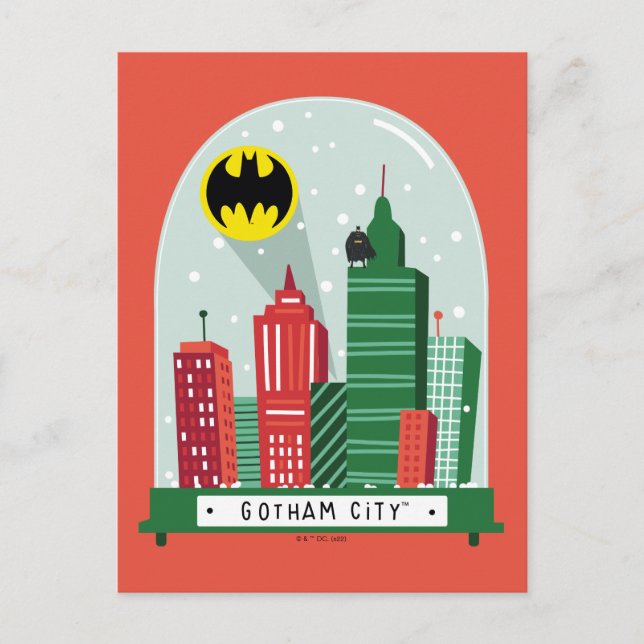 Postal Festiva Batman Gotham City™ Snow Globe Graphic (Anverso)
