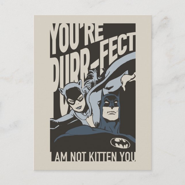 Postal Festiva Batman Valentine | Catwoman - Eres Purr-fect (Anverso)