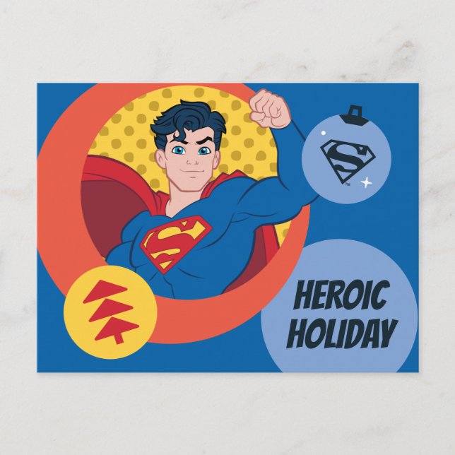 Postal Festiva Bauble de superman de liga de justicia (Anverso)