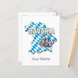 Postal Festiva Baviera Alemania Retro Estado Federal Mapa Edelwei